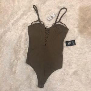 Express One Eleven Strappy Seamed Thong Bodysuit
